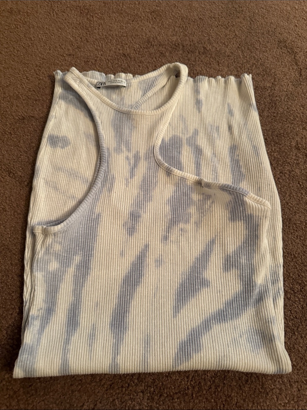Zara Light Blue Tie-Dye Ribbed Racerback dress